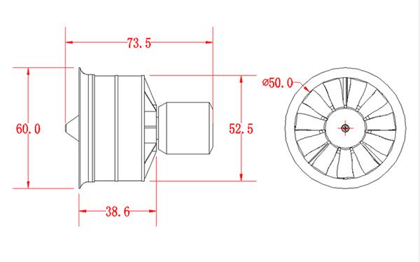 FMS-50-mm-Luumlfter-mit-11-Schaufeln-und-buumlrstenlosem-Motor-2627-KV4500-KV5400-3S-4S-1115809-9